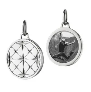 SMALL ROUND MOSAIC STERLING SILVER HALF LOCKET