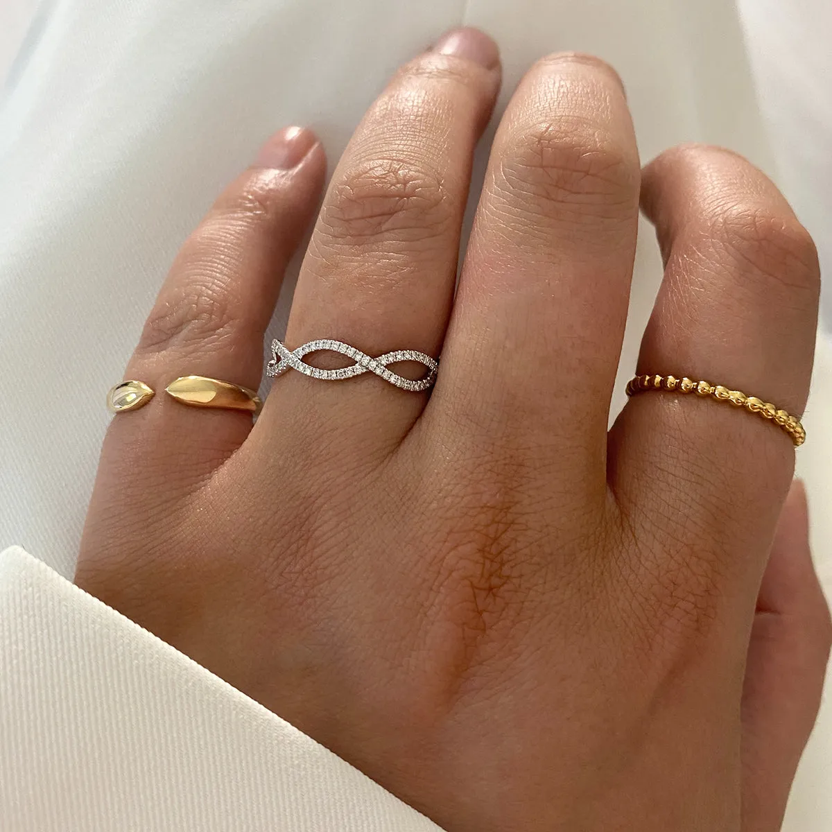 Soleil Collection Beaded Stacking Ring | 9K Solid Yellow Gold