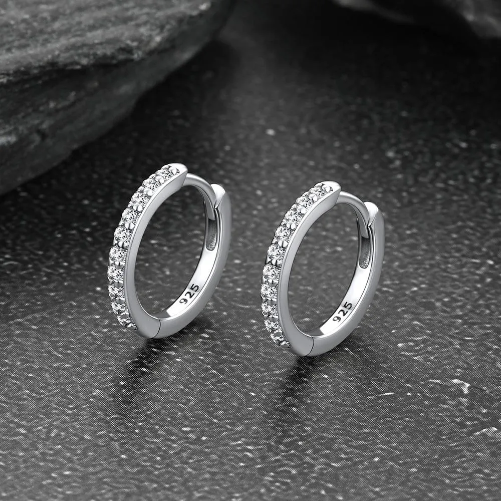 Sparkling Cubic Zirconia Huggie Hoop Earrings for Men Women