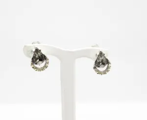 Sparkling Teardrop Gray Rhinestone Earrings by Weiss