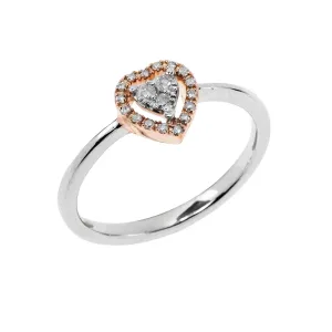 Sterling Silver Rose Plated Round Cut 0.10 Carat tw Diamond Ring