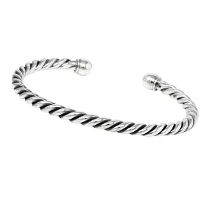 Sterling Silver Twist Torque Bangle For Men and Women