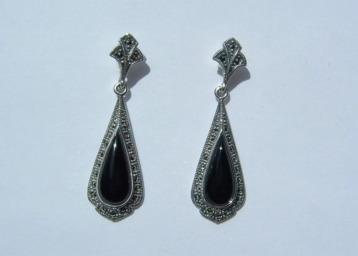 Teardrop Black Onyx Earrings