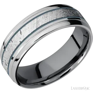 Titanium with Polish , Polish Finish and Meteorite Inlay and Tantalum - 7MM