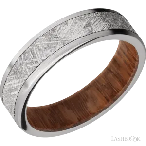 Titanium with Satin Finish and Meteorite Inlay and Leopard Wood - 6MM