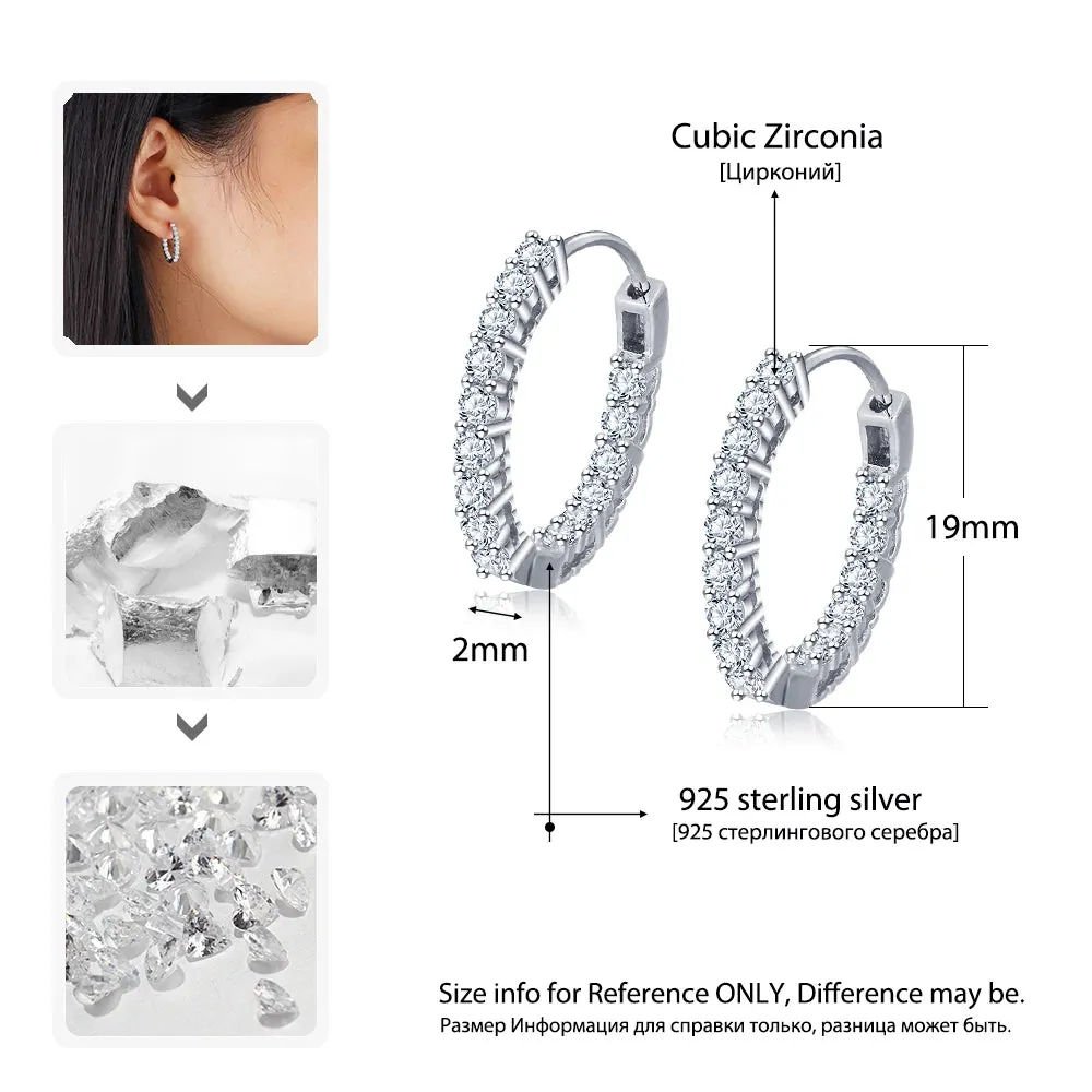 Trendy Sparkling Silver Hoop Earrings