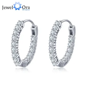 Trendy Sparkling Silver Hoop Earrings