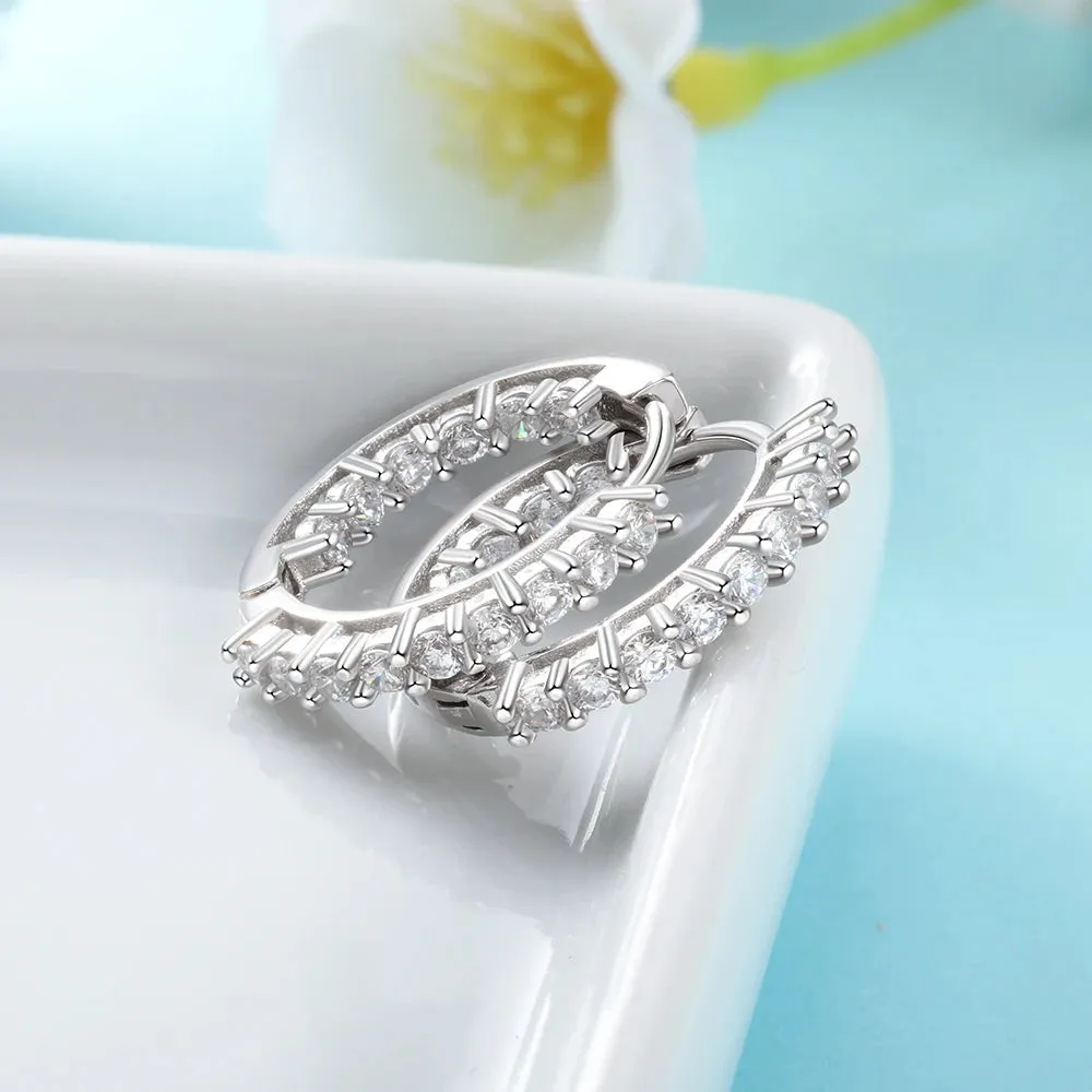 Trendy Sparkling Silver Hoop Earrings