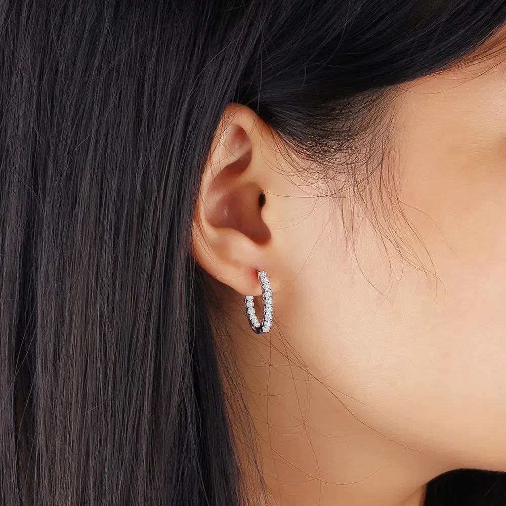 Trendy Sparkling Silver Hoop Earrings