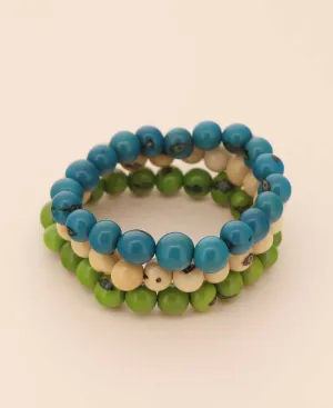 Triple Açaí Bead Stretch Bracelets in Vibrant Colors