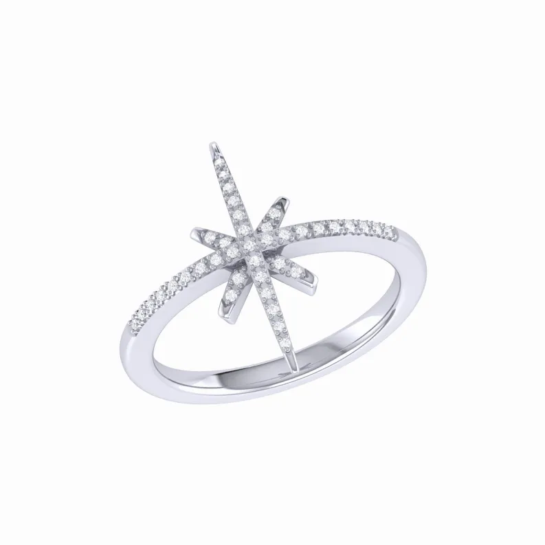 Twinkle Star Diamond Ring in Sterling Silver