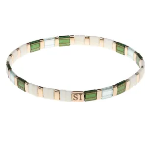 Valentina Green Gold and White Tile Bracelet