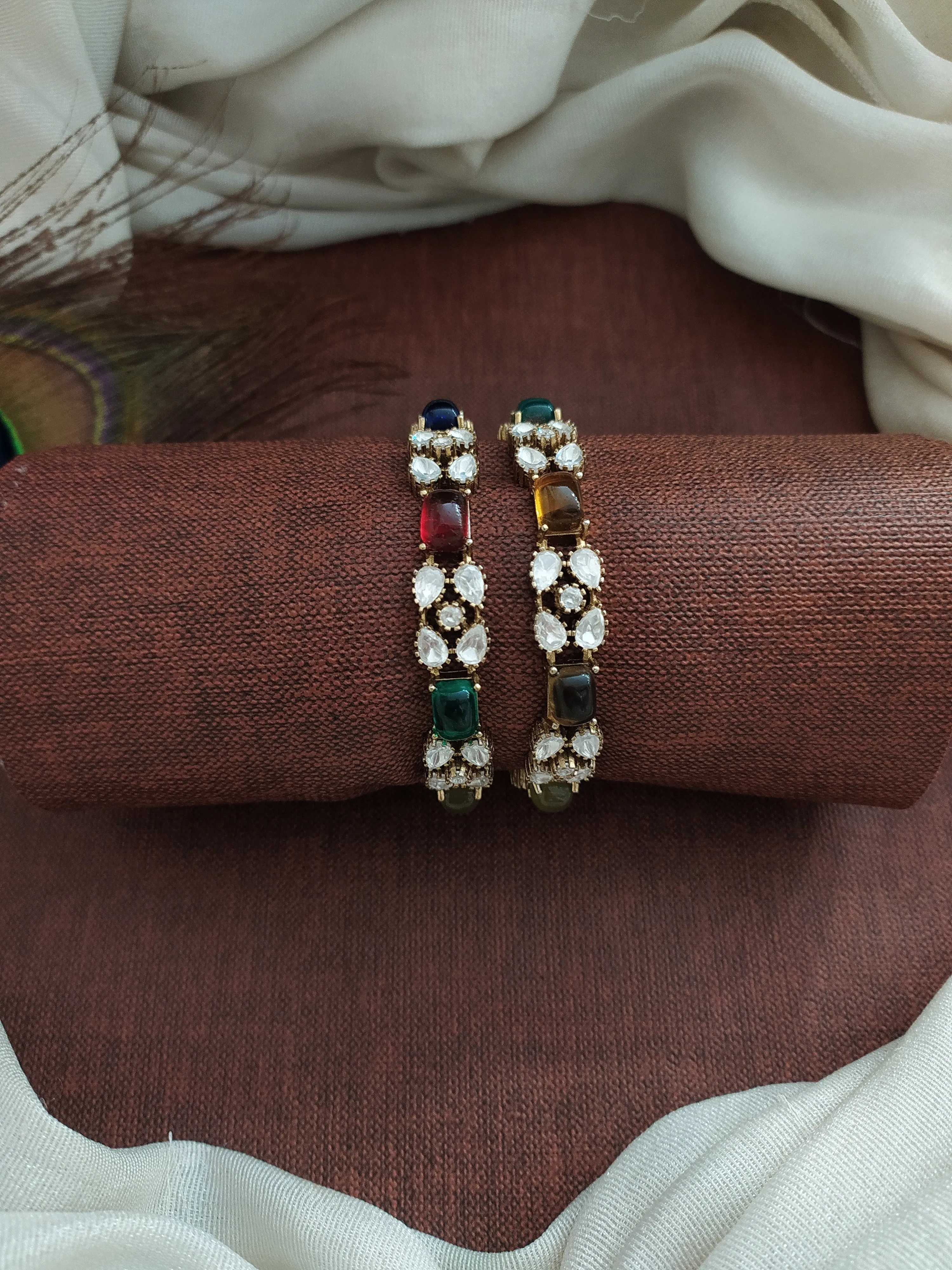 Victorian Moissanite Stone Bangles in Trending Colors