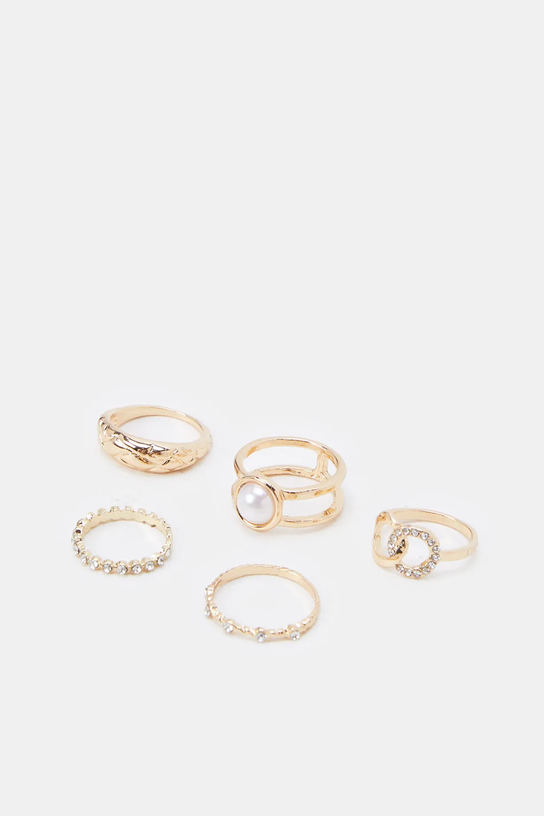 Women Gold Embellished Ring Set (Pack of 5)