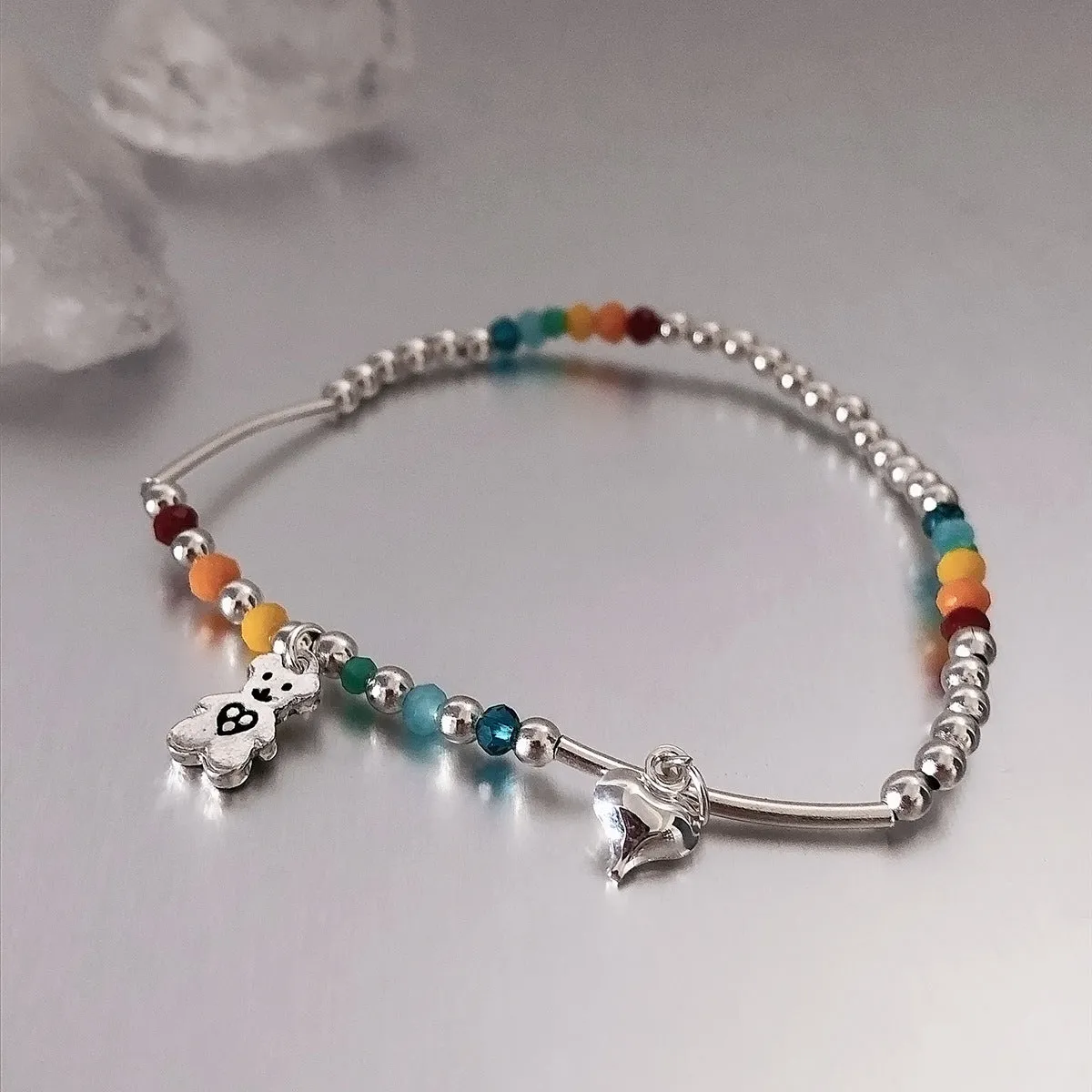 Women's Colorful Love Bear Beaded Bracelet