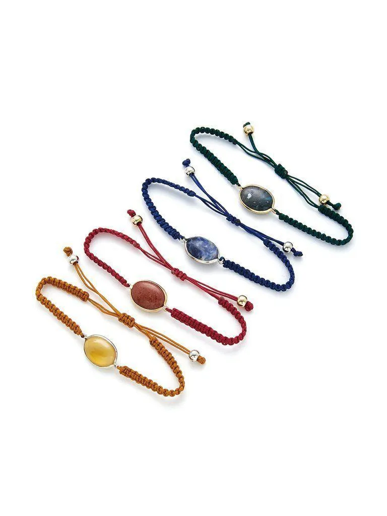 Woven Drawstring Bracelet Set 4pcs