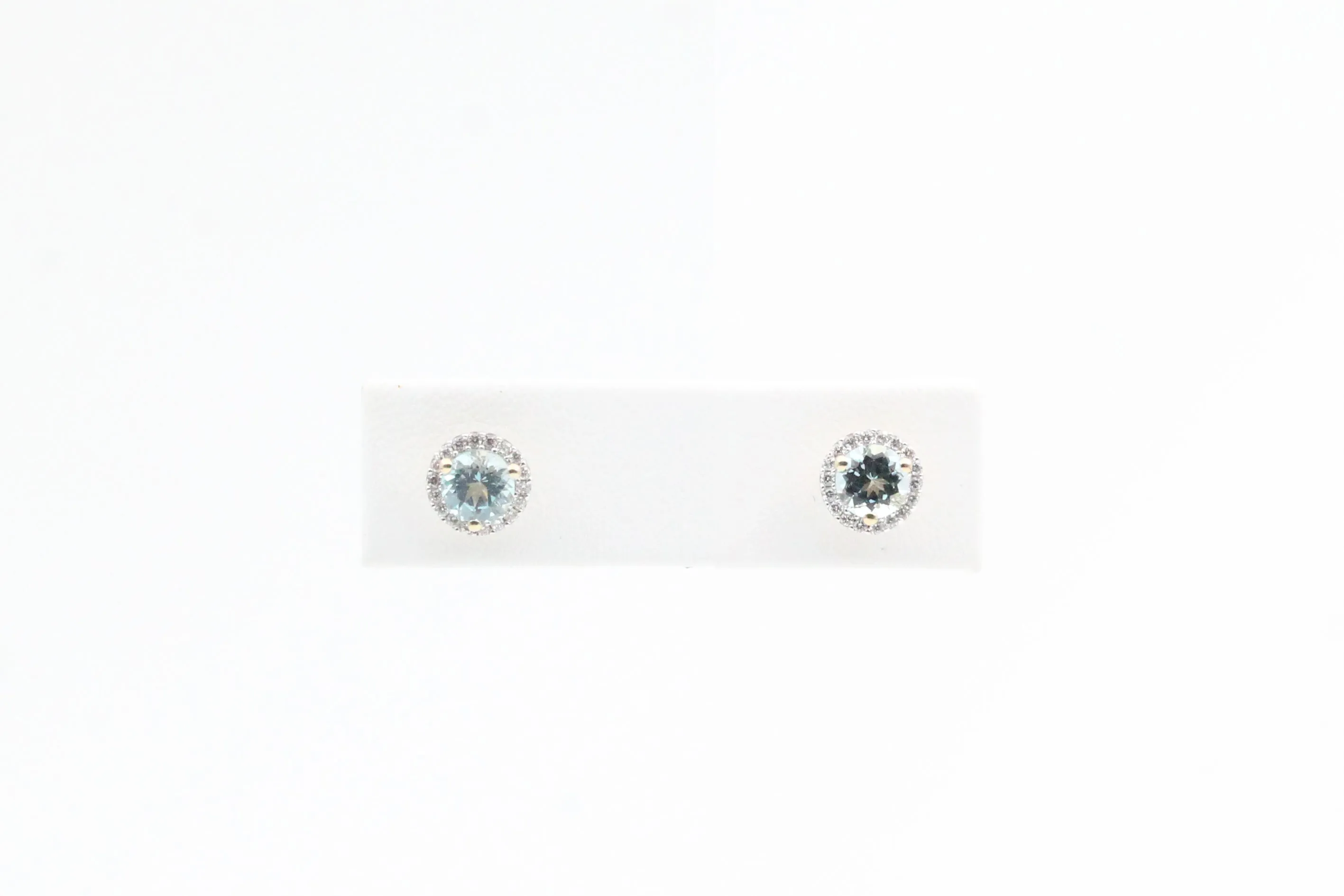 Yellow Gold Aquamarine Halo Earrings